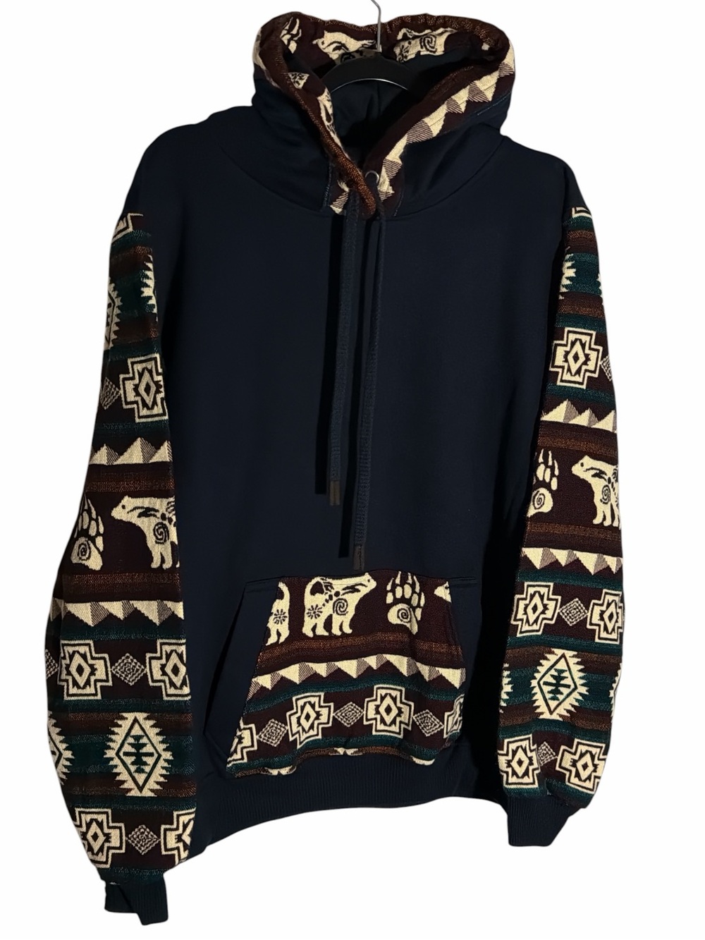 Blue Tribal Hoodie bear pattern size XL